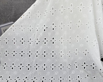 Off White Eyelet Trim Fabric, Vintage Style Embroidery Bridal Wedding Gown Fabric,for Shirts & Blouses, Children, Dresses, Bedding