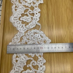 Fine Venice Lace Trim Off white Trimming for Garters,Lace Choker,French Sequins Lace Trim，for Wedding Gown, Bridal Veils, Headpiece