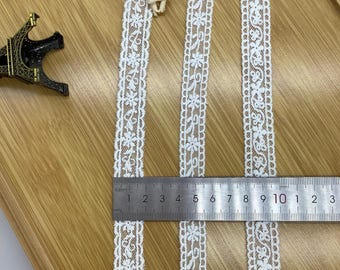White Cotton Lace Trim, Cotton Net Lace Ribbon Trim,for Sewing, Gift Wrap, Invitation card, Crafts by3Yards