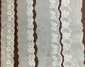 Embroidered Cotton Lace Trim eyelet trim lace off white cotton lace scalloped lace trim