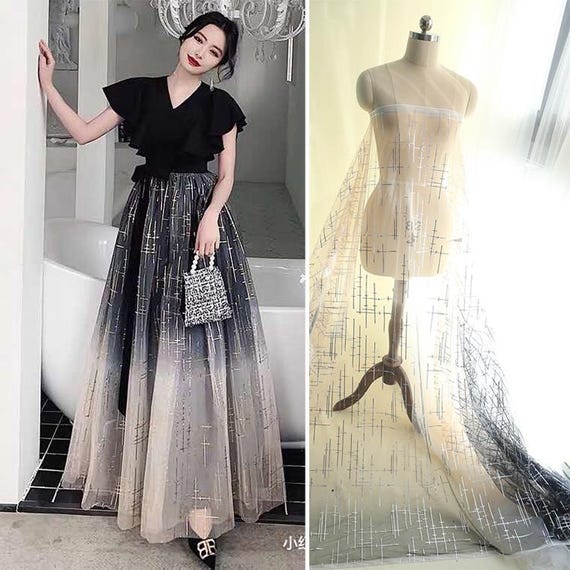 gradient glitter tulle wedding dress GL1904 | Illusion Sweetheart Mesh A-line Wedding Gown