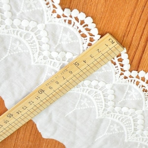 Beige Crochet Lace Scalloped Hollowed Out Lace Fabric  5.91&quot; Off White Crochet Eyelet Fabric 3 Yard