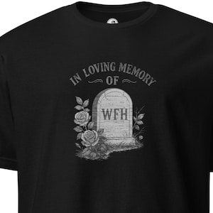 Chemise drôle de la FMH : motif pierre tombale vintage, humour travail à domicile