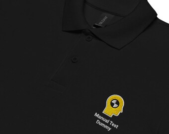 QA Engineer Polo – Embroidered Manual Test Dummy Design – Funny Software Tester Gift Shirt
