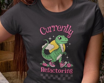 Coding Girl T-Shirt – Refactoring Dino, Funny Women in Tech Design