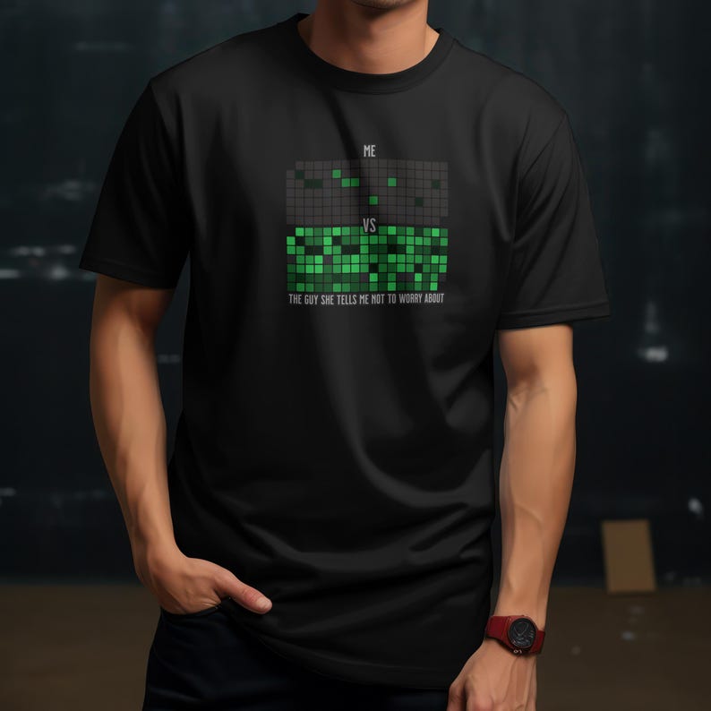 Black T-shirt with green commit grid for programmers and coders.