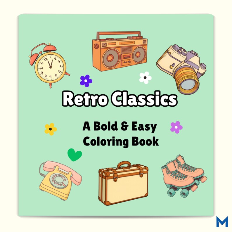 Retro Objects Coloring Pages | A Bold & Easy Coloring Book - Etsy