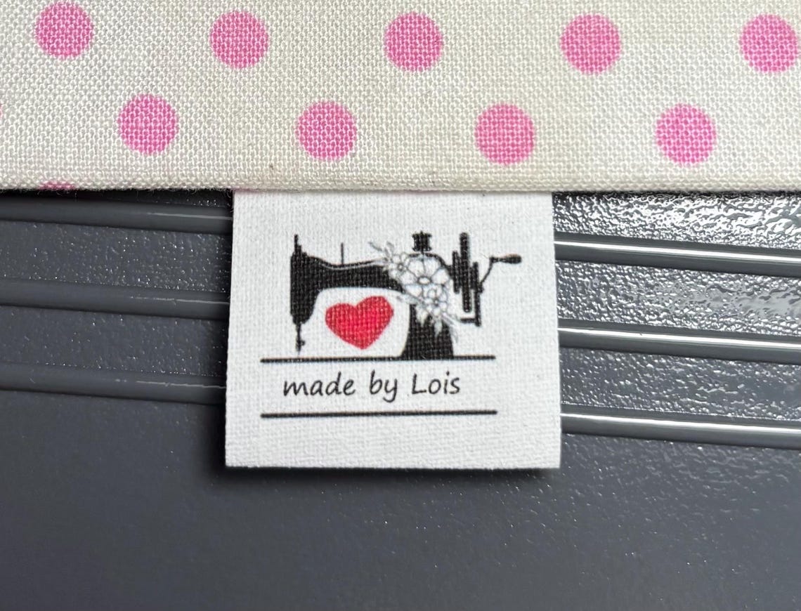 Sewing Machine And Labels Custom Cotton Sew-in Labels: Sewing Machine Graphic, Personalized Tags ...