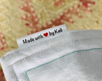 Fray Free Custom Cotton Fabric Labels: Precut Loop Fold with Heart