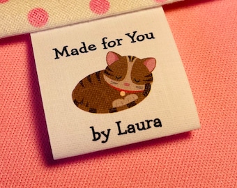 Custom   CATS   Custom sew in cotton, precut, loop fold sewingtags/labels choice of CATS