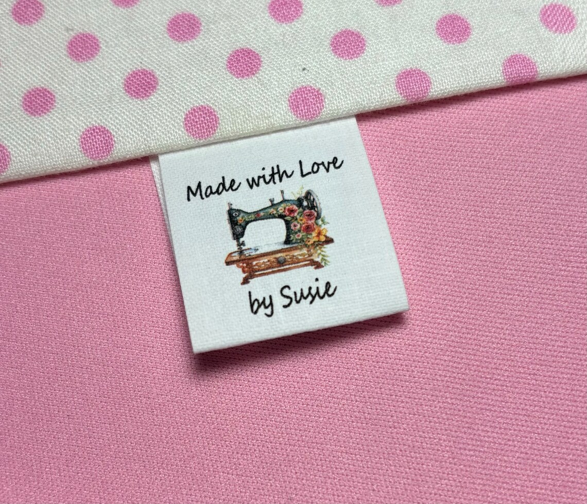Sewing Machine And Labels Custom Sewing Labels, Sewing Machine Graphic, White Cotton Loop Fold - Etsy