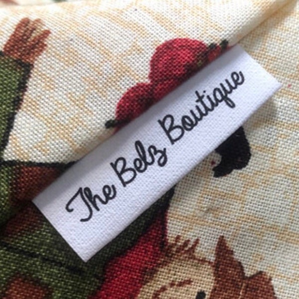 Custom Sewing label/tags Custom, precut, fray less, folded  sewing labels/tags with for personal touch!