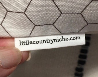 Custom   Folded sewing label precut frayless, colorfast cotton folded 2 sided sewing label for personal touch!*