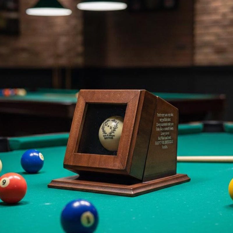 Personalized Cue Ball, Wooden box – Billiards Cue Ball, 57MM Custom Pool Ball, Birthday gift, Pool player gifts, Gift for Him, Snooker gifts