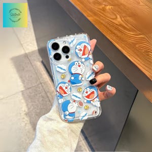 Cute Doraemon Clear iPhone Case - Shockproof TPU Cartoon Cover, Kawaii Anime Design, Protective for iPhone 16/15/14/13/12 Pro/max
