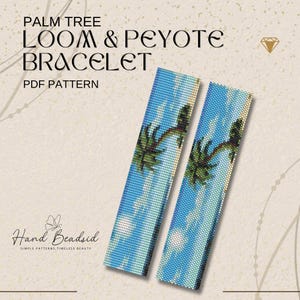 Patrón de telar de cuentas de palmera y pulsera de peyote, patrón de cuentas, patrón de pulsera, patrón de telar, patrón en PDF