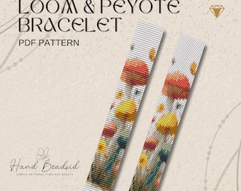 Mushroom Beads Loom & Peyote Bracelet Pattern, Bead Pattern, Pattern Bracelet, Loom pattern, PDF Pattern