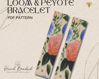 Flower Beads Loom & Peyote Bracelet Pattern, Bead Pattern, Pattern Bracelet, Loom pattern, PDF Pattern