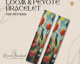 Kolibri Perlen Loom & Peyote Armband Muster, Perlenmuster, Armband Muster, Webstuhl Muster, PDF Muster