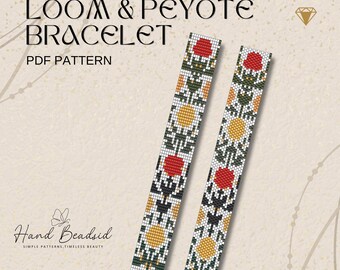 Mönster för pärlvävstol och peyotearmband, pärlmönster, mönsterarmband, vävstolsmönster, PDF-mönster