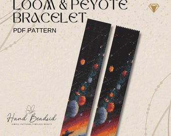 Nigh Sky Beads Loom & Peyote Bracelet Pattern, Bead Pattern, Pattern Bracelet, Loom pattern, PDF Pattern