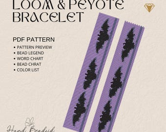 Cute Bat Beads Loom & Peyote Bracelet Pattern, Bead Pattern, Pattern Bracelet, Loom pattern, PDF Pattern