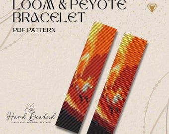 Fox Beads Loom & Peyote Bracelet Pattern, Bead Pattern, Pattern Bracelet, Loom pattern, PDF Pattern
