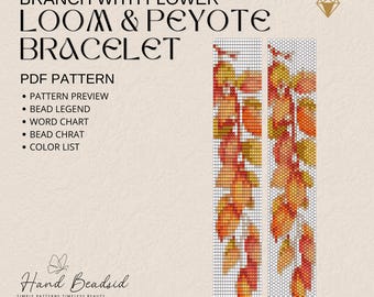 Branch with leaf Beads Loom & Peyote Bracelet Pattern, Bead Pattern, Pattern Bracelet, Loom pattern, PDF Pattern