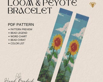 Sun Flower Beads Loom & Peyote Bracelet Pattern, Bead Pattern, Pattern Bracelet, Loom pattern, PDF Pattern