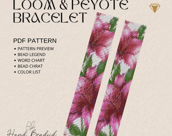 Lily flower Beads Loom & Peyote Bracelet Pattern, Bead Pattern, Pattern Bracelet, Loom pattern, PDF Pattern