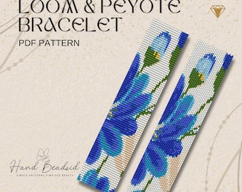 Daisy flower Beads Loom & Peyote Bracelet Pattern, Bead Pattern, Pattern Bracelet, Loom pattern, PDF Pattern