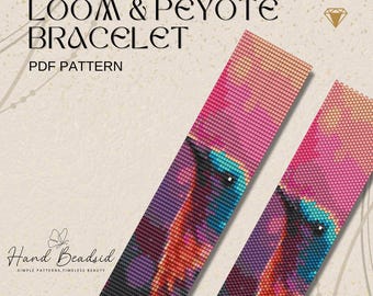 Kolibri Perlen Loom & Peyote Armband Muster, Perlenmuster, Armband Muster, Webstuhl Muster, PDF Muster