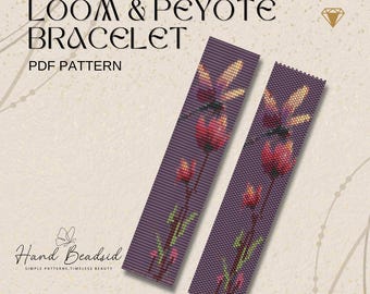 Dragonfly Beads Loom & Peyote Bracelet Pattern, Bead Pattern, Pattern Bracelet, Loom pattern, PDF Pattern