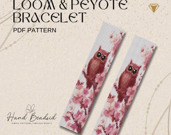 Owl Beads Loom & Peyote Bracelet Pattern, Bead Pattern, Pattern Bracelet, Loom pattern, PDF Pattern