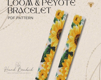 Sun Flower Beads Loom & Peyote Bracelet Pattern, Bead Pattern, Pattern Bracelet, Loom pattern, PDF Pattern