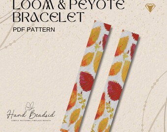 Leaf Beads Loom & Peyote Bracelet Pattern, Bead Pattern, Pattern Bracelet, Loom pattern, PDF Pattern