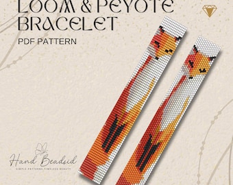 Cute Fox Beads Loom & Peyote Bracelet Pattern, Bead Pattern, Pattern Bracelet, Loom pattern, PDF Pattern