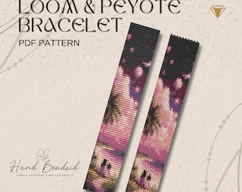 Tropical beach Beads Loom & Peyote Bracelet Pattern, Bead Pattern, Pattern Bracelet, Loom pattern, PDF Pattern