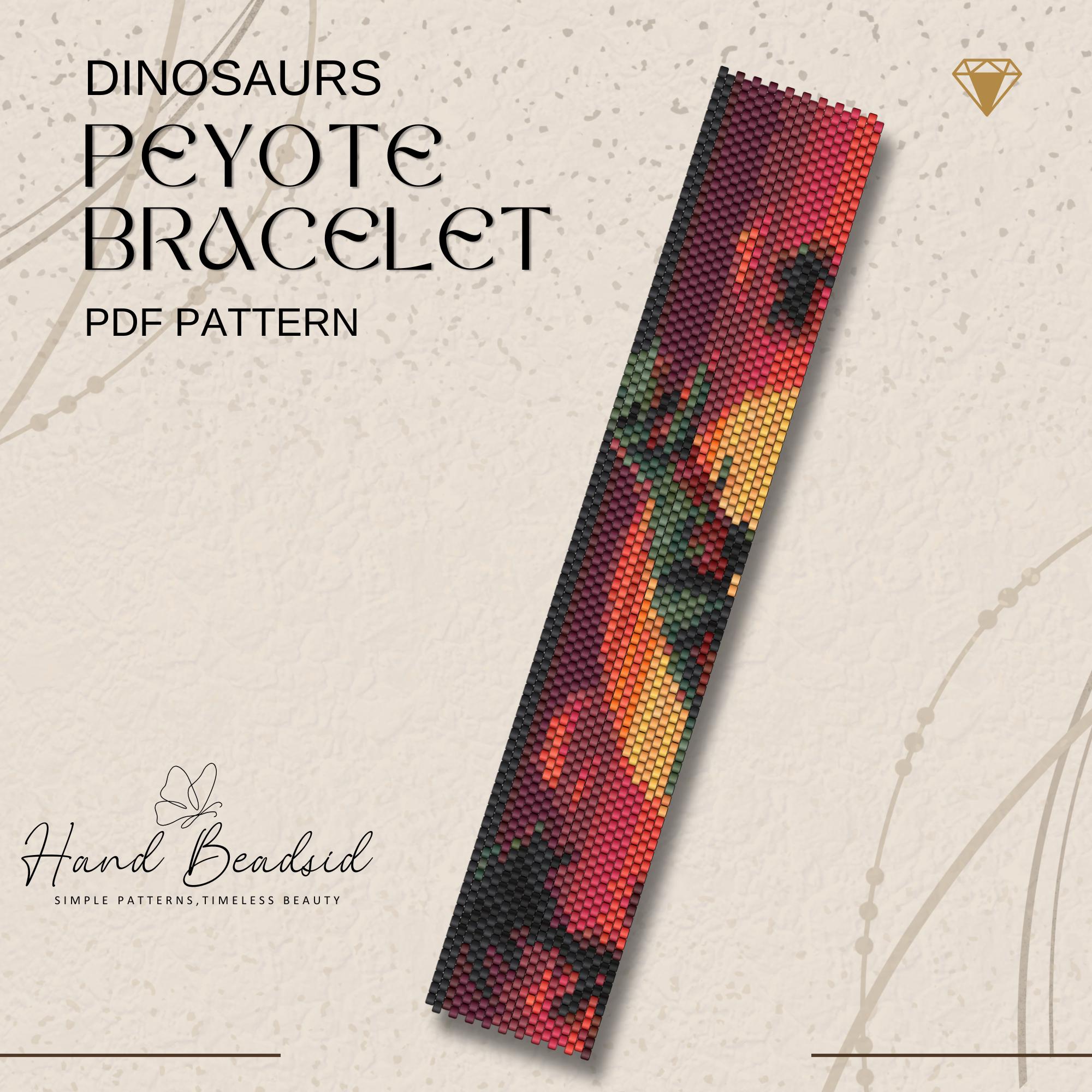 Dinosaurs Beads Loom & Peyote Bracelet Pattern, Bead Pattern, Pattern