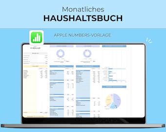 Monatliches Haushaltsbuch Apple Numbers-Vorlage, Budgetplaner, Einnahmen Ausgaben Tracker, Digitaler Finanzplaner, Sparziele, Nettovermögen