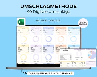 Digital envelope method, household budget Excel template, budget planner, cash stuffing, sinking funds, budgeting, income and expense tracker
