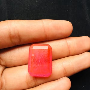 Lab Grown Ruby Emerald Cut Gemstone, Red Faceted Loose Stone, Rectangle Lab Created Ruby, Jewelry Making Gem, Ring Stone, DIY Jewelry Supply