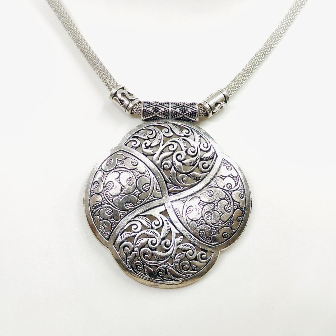 Handicraft Silver Brass Pendant Polish [20 Inch] Snake Chain Necklace ...