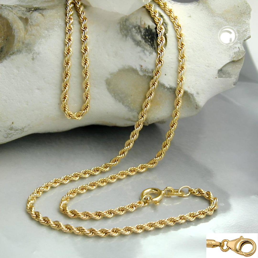 9K Gold French Rope Chain Necklace: Solid Gold Twisted Unisex Jewellery ...