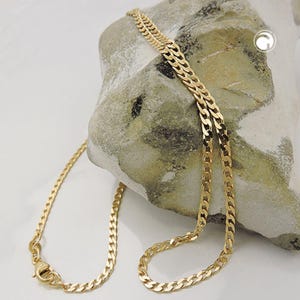 Collier Chaîne Gourmette en Or Massif 14K, 45cm, Collier Or 585 Minimaliste, Chaîne Pendentif, Bijou Cadeau