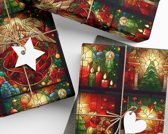 Geschenkpapier , Geschenkverpackung Weihnachten Geschenkpapier Geschenkpapier Nussknacker Spielzeugbaum Weihnachten Urlaub Geschenkverpackung Feiertagsverpackung Kirchenfenster