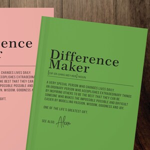 Custom Name Notebook Gift For Boss Coworker Birthday Gift, Difference Maker Definition Journal Gift for Boss Mentor Appreciation Gift Leader