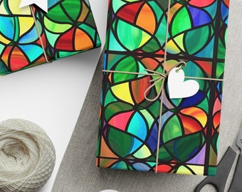 Weihnachtsgeschenkpapier Kirchenfenster Geschenkpapier, Hochzeit Geschenkpapier, digitale Verpackung Weihnachten Urlaub Geschenkpapier
