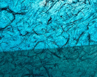 Fiber Decorative Handmade Paper, Light Turquoise Color, eco-friendly, bookbinder Craft paper, Turquoise Fiber Paper