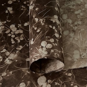 Papel Floral Decorativo, Papel Feito à Mão, Tingido ao Sol, Cores Castanho Claro Natural, Ecológico, Papel para Encadernação, Suprimentos para Artesanato em Papel